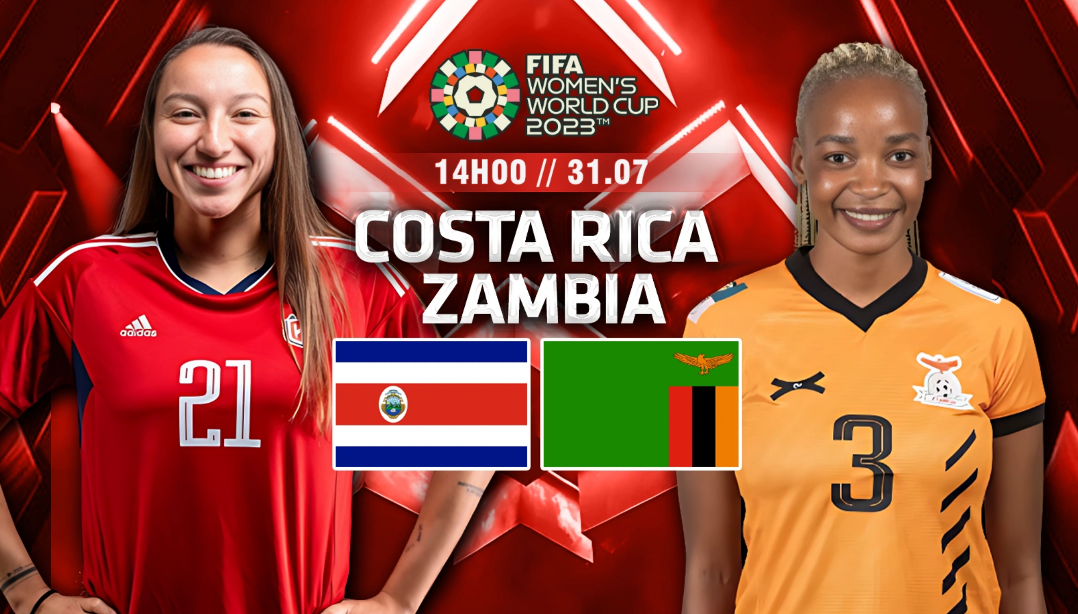 Nhận định bóng đá World Cup nữ – Costa Rica vs Zambia 14h ngày 31/7