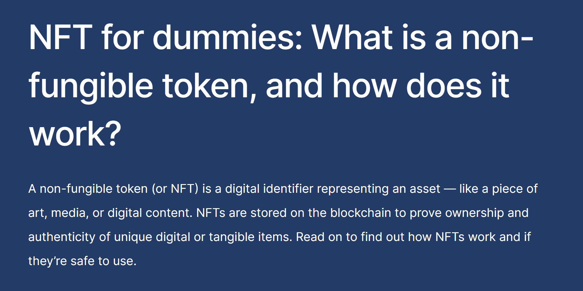 NFT for dummies: What is a non-fungible token, and how does it work